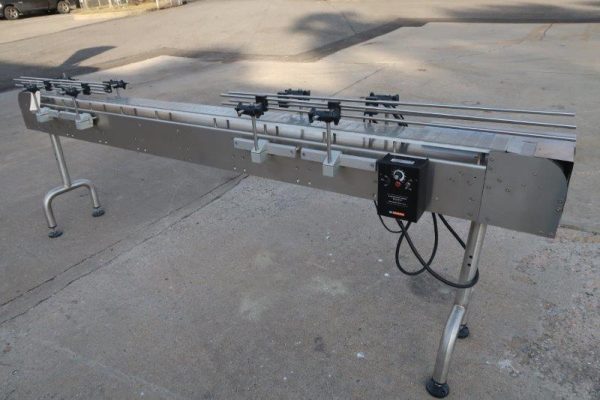 4.5 In. x 9 Ft. SS Motorized Bottle Conveyor, Variable Speed